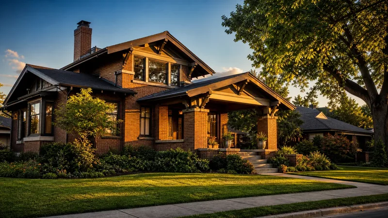 Brick craftsman house on a tree-lined street in golden light, Property Management Business in Colorado