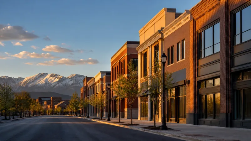 Brick storefronts and mid-rise offices on a busy city street with distant snow-capped mountains, late afternoon, What Colorado Counties License and What They Leave to Cities