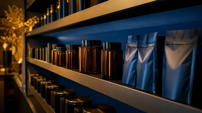 Minimal retail shelf of jars and pouches, How to Start a CBD or Hemp Business in Colorado