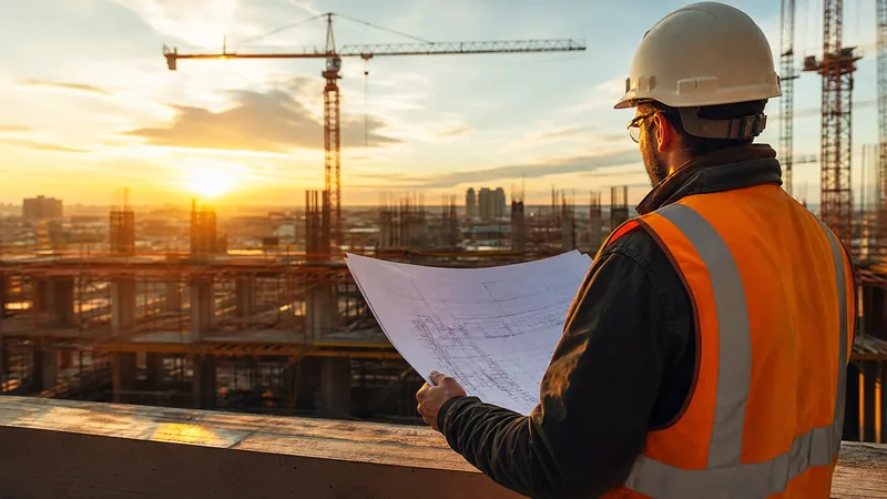 Contractor reviewing blueprints at a jobsite, How to Start a Solar Installation Business in Colorado